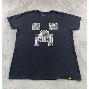 Minecraft 10th Anniversary Creeper Graphic T-Shirt Mens XXL Black Cotton Tee